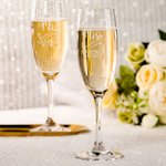 Personalized Set of 2 Wedding Champagne Glasses Gift for Couples