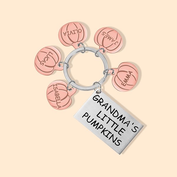 Family Pumpkins Name Keychain