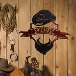 Décoration Murale de Style Western Cowboy Nom Personnalisable