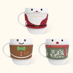 Personalized Santa Claus Snowman Gingerbread Man 12oz Christmas Mug & Mug Sleeve Set with Name Christmas Gift for Family Friends