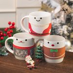 Personalized Santa Claus Snowman Gingerbread Man 12oz Christmas Mug & Mug Sleeve Set with Name Christmas Gift for Family Friends