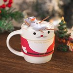 Personalized Santa Claus Snowman Gingerbread Man 12oz Christmas Mug & Mug Sleeve Set with Name Christmas Gift for Family Friends