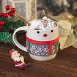 Personalized Santa Claus Snowman Gingerbread Man 12oz Christmas Mug & Mug Sleeve Set with Name Christmas Gift for Family Friends