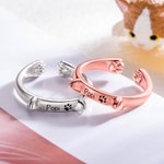 Bague de Chat Personnalisée avec Nom Cadeau pour Amoureux des Chats