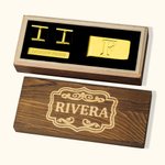 Custom Men Cufflinks & Money Clip & Tie Clip Set with Wooden Box