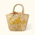 Personalized Handmade Bohemian Straw Drawstring Bucket Bag with Name Travel Beach Wedding Party Gift for Women