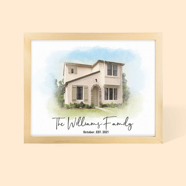 Custom House Portrait Watercolor Home Painting Gift for Housewarming