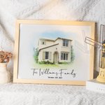 Custom House Portrait Watercolour Home Painting Gift for Housewarming