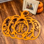 Gepersonaliseerde herfst pompoen monogram metalen bord decor