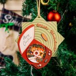 Ornement de Noël personnalisé en bois avec cassette de musique rétro Décoration de l'arbre de Noël pour la famille et les amis