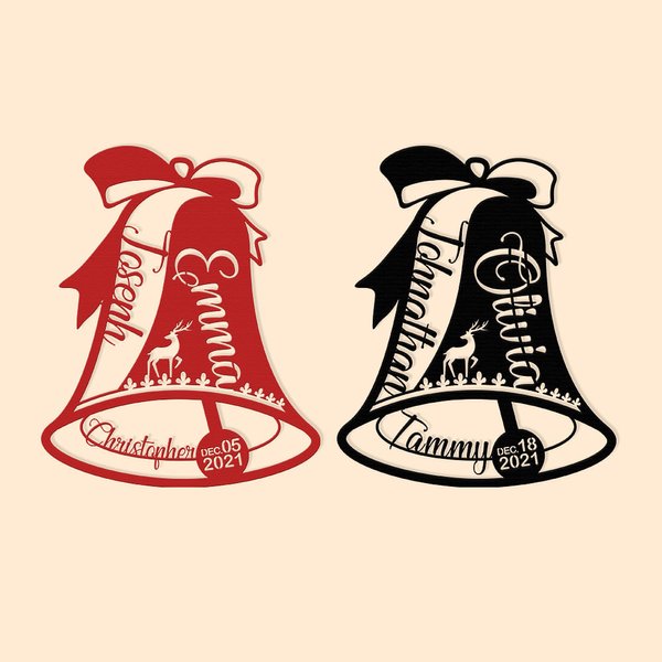 Newborn Baby Bell Christmas Ornaments with Name & Date