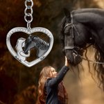 Personalized Heart Horse Keychain Key Decoration with Name Memorial Birthday Gifts for Farmer Horse Lovers