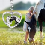Personalized Heart Horse Keychain Key Decoration with Name Memorial Birthday Gifts for Farmer Horse Lovers