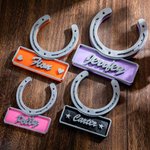 Placa personalizada en 3D con forma de herradura para la puerta del establo Regalo para granjeros amantes de los caballos