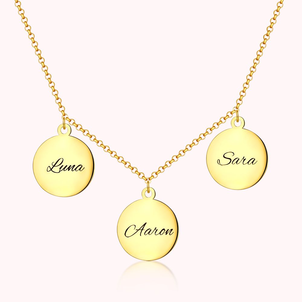 Collier Cercle avec Prénom Personnalisé Collier avec Trois Pendentifs Ronds Cadeau d'Anniversaire pour Elle | Callie
