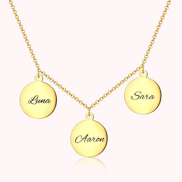 Triple Discs Name Necklace