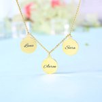 Collier Cercle avec Prénom Personnalisé Collier avec Trois Pendentifs Ronds Cadeau d'Anniversaire pour Elle | Callie