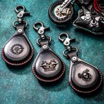 Porte-clés en Cuir Personnalisé avec Logo Texte pour Moto Cadeau d'Anniversaire Noël Saint-Valentin pour Passionnés de Moto