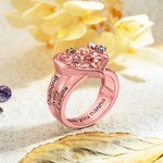 Customized Names & Birthstones Family Tree Heart Ring