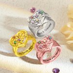 Customized Names & Birthstones Family Tree Heart Ring