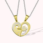 Collier Couple avec Initiale Personnalisée Pendentif de Clé et de Serrure en Forme de Cœur Colliers Cadeau Saint-Valentin pour Couple