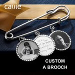 Personalized Memorial Photo Lapel Brooch Pin Bouquet Charm with Words Wedding Graduation Gift