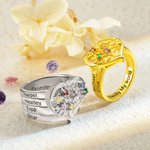 Customized Names & Birthstones Family Tree Heart Ring