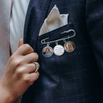 Personalized Memorial Photo Lapel Brooch Pin Bouquet Charm with Words Wedding Graduation Gift