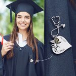 Personalized Stethoscope heart Nursing Pin with Birthstone