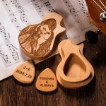 Personalized Wooden Photo Guitar Picks with Wooden Case