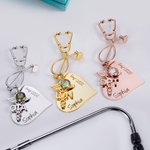 Personalized Stethoscope heart Nursing Pin with Birthstone
