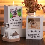 Personalized Dog Cat Photo Candle Tealight Holder with Name and Text Memorial Gift for Pet Lovers