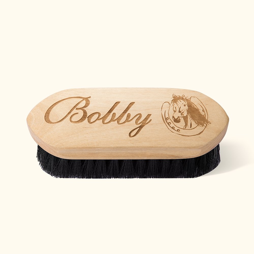 Personalized Text and Pattern Engraved Horse Hair Brush for Horse Lover -  CALLIE, image size:1000x1000