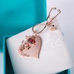 Personalized Stethoscope heart Nursing Pin with Birthstone