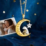 Collier avec Message Prénom Gravure Personnalisés Pendentif Lune Étoile Ours à Thème d'Amour Maternel Cadeau Fête des Mères pour Femme