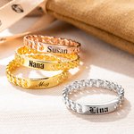 Personnaliser Nom Bague Gravable Argent sterling Sceller chaîne Cubaine