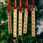 Décorations de Noël en bois personnalisées Décorations d'arbres Lettre Scrabble