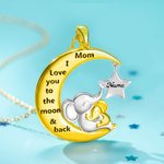 Personalised I Love You To The Moon And Back Mother Kids Elephant Necklace with Names