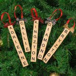 Décorations de Noël en bois personnalisées Décorations d'arbres Lettre Scrabble