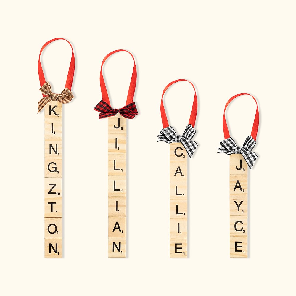 Décorations de Noël en bois personnalisées Décorations d'arbres Lettre Scrabble