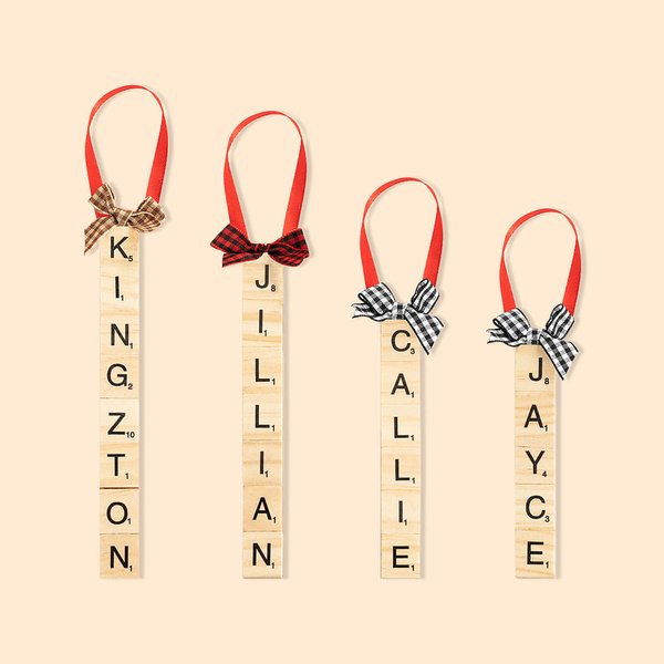 Wooden Scrabble Letter Ornaments Tree Decorations