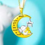 Personalised I Love You To The Moon And Back Mother Kids Elephant Necklace with Names