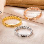 Personnaliser Nom Bague Gravable Argent sterling Sceller chaîne Cubaine