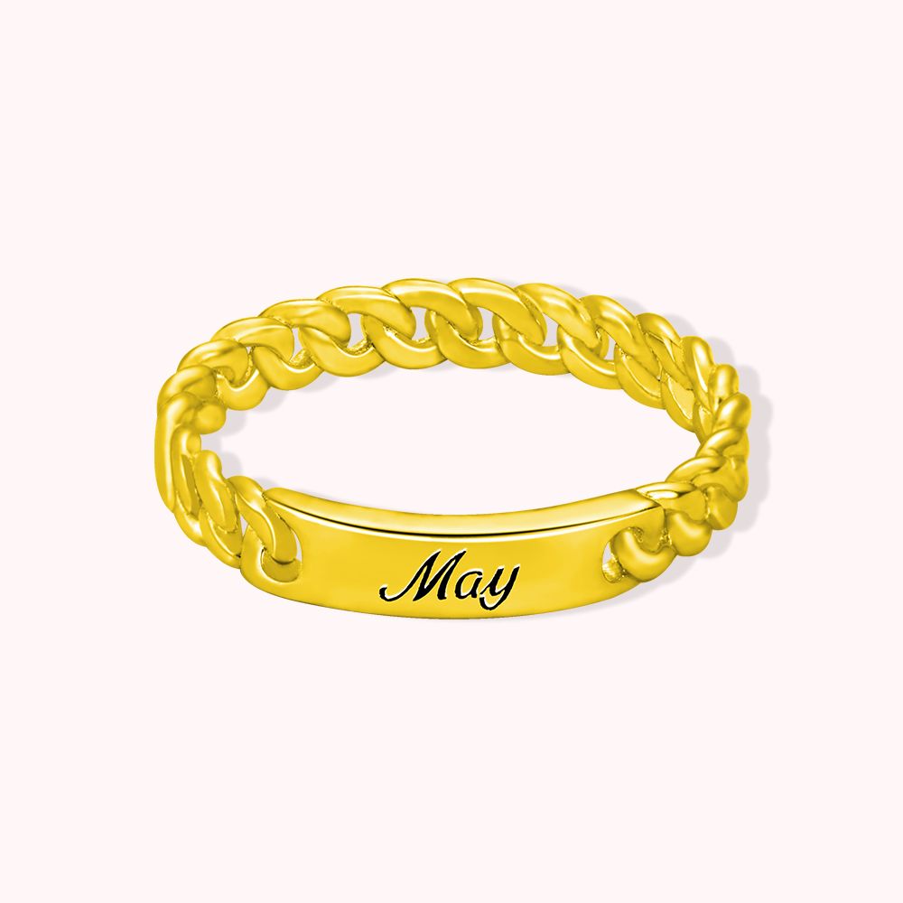Personnaliser Nom Bague Gravable Argent sterling Sceller chaîne Cubaine