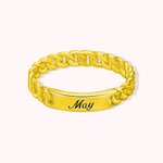 Personnaliser Nom Bague Gravable Argent sterling Sceller chaîne Cubaine