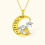 Personalised I Love You To The Moon And Back Mother Kids Elephant Necklace with Names