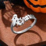 Anello personalizzato con nome gotico antico inglese Gioielli punk Regalo di Halloween di stagione spettrale per donne e uomini