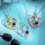 Estetoscopio Corazón Personalizado Te Quiero en 100 Idiomas Collar Foto Proyección Plata de Ley 925