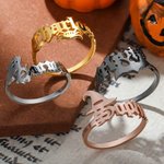 Anello personalizzato con nome gotico antico inglese Gioielli punk Regalo di Halloween di stagione spettrale per donne e uomini