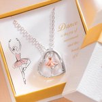 Collana personalizzata con nome e ballerina in danza con ciondolo a cuore disponibile in 2 colori regalo per appassionati di danza